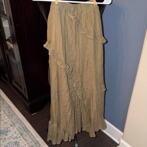 •Mia Joy Girl’s Olive Ruffle Tiered Maxi Skirt•